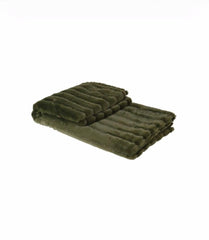 Olive Green Ribbed Faux Fur Throw