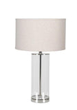 Glass Based Cylinder Table Lamp with Linen Shade