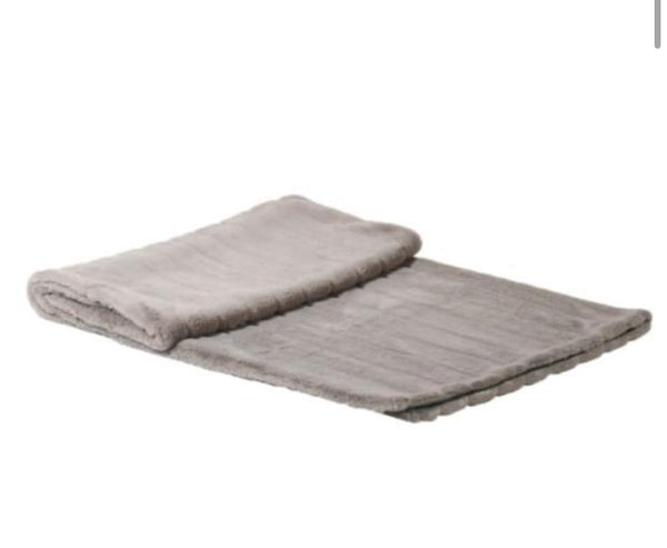 Large Striped Silver Grey Faux Fur Throw