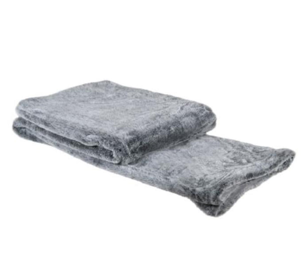 Large Light Grey Faux Fur Throw