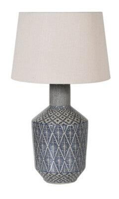 Indigo Diamond Patterned Lamp with