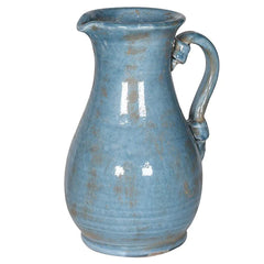 BLUE CERAMIC JUG WITH HANDLE