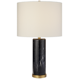 Black Marble Table Lamp with Linen Shade