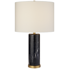 Black Marble Table Lamp with Linen Shade