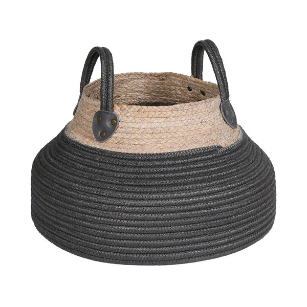 Black and Natural Woven Woven Maize Rope Basket