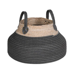 Black and Natural Woven Woven Maize Rope Basket