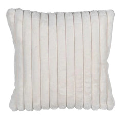 CREAM FAUX FUR RABBIT RIBBED CUSHION COVER