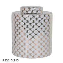 Decorative Jar (Large) - Gold & White