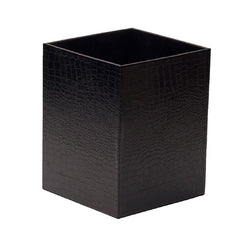 Waste Paper Bin - Leather Black Croc - Square