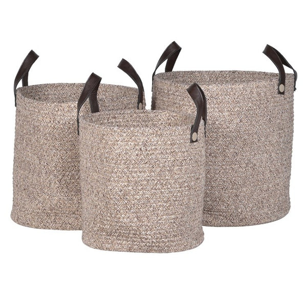 Set of 3 Rope Baskets with Handles