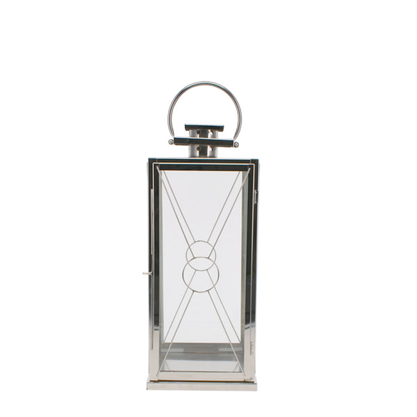 Small Glass & Steel Cross Lantern