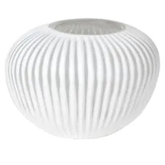 White Ribbed Wabi Vase