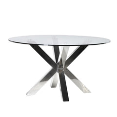 Terano Steel and Glass Round Dining Table