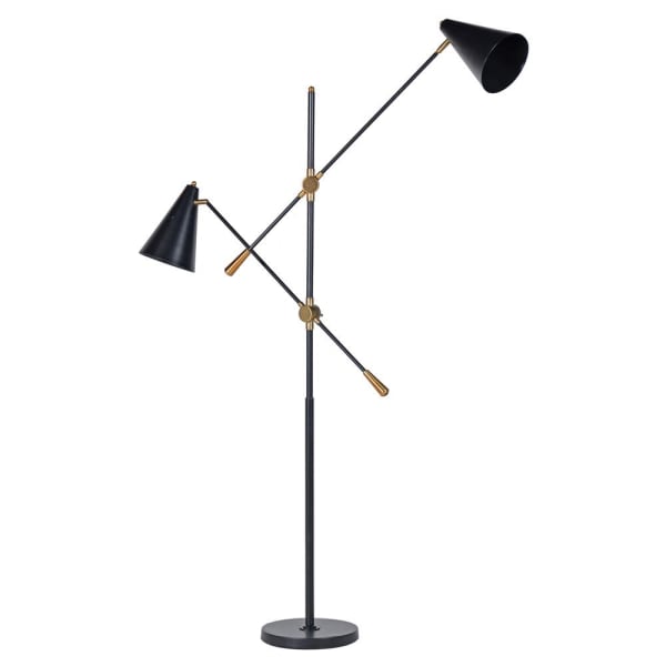 Black Metal Twin Lamp On Stand