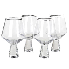 Set of 4 Silver Rim Wine Glass