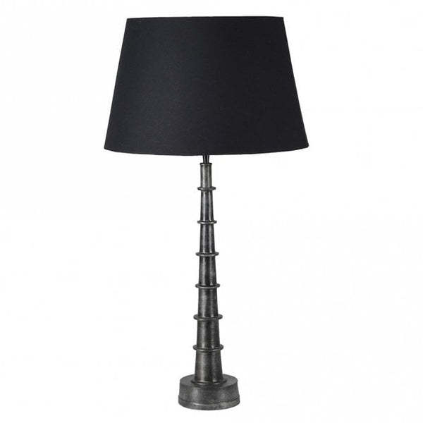 Slim Ridged Black Lamp with Shade