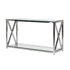 Terano Glass and Steel Console Table